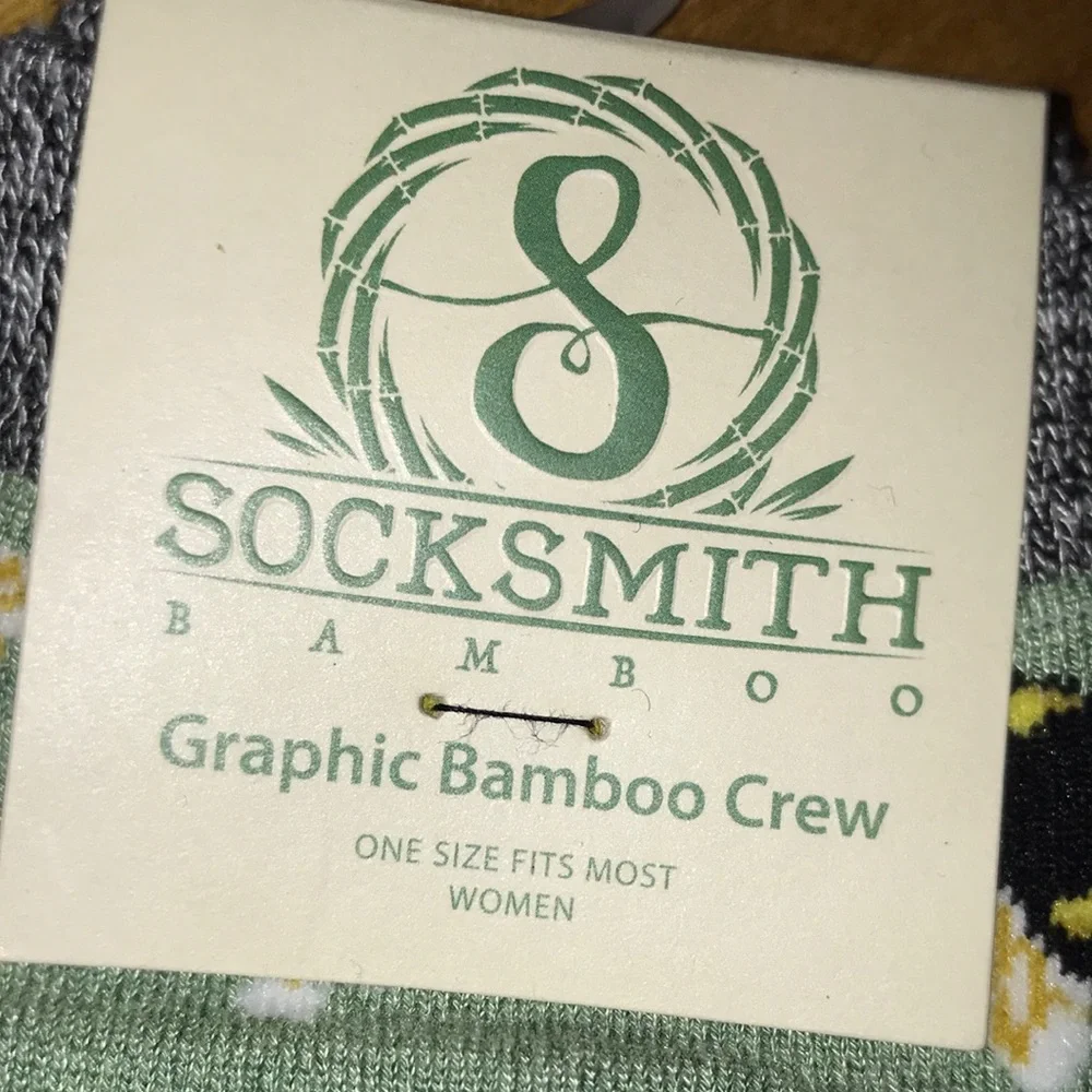 Socksmith‎ Women’s Bamboo Crew Socks - Sunflower & Bee (Green)
